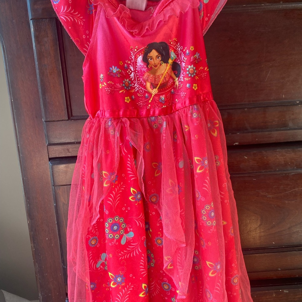 Red Princess Dress with Floral Design